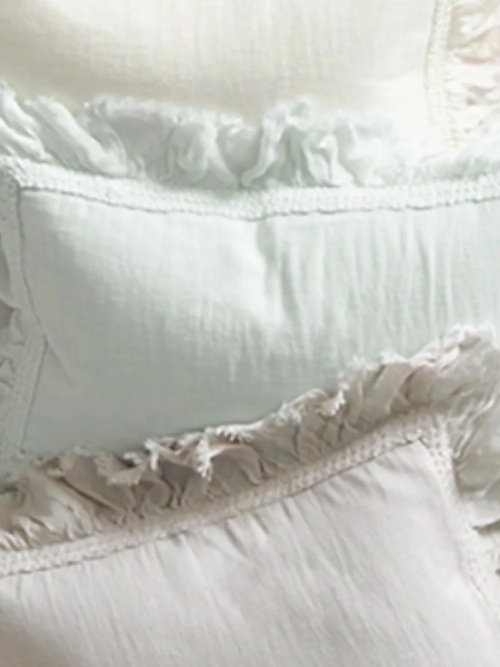 2 Restoration Hardware TATTERED RUFFLE SHAM. Seafoam